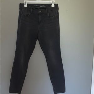 Warm, fleece lined, mid-rise grey skinny jeans